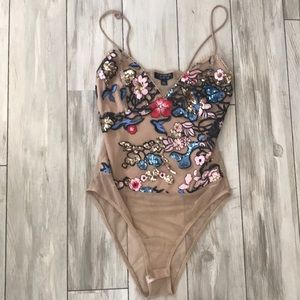 Topshop Mesh beaded bodysuit